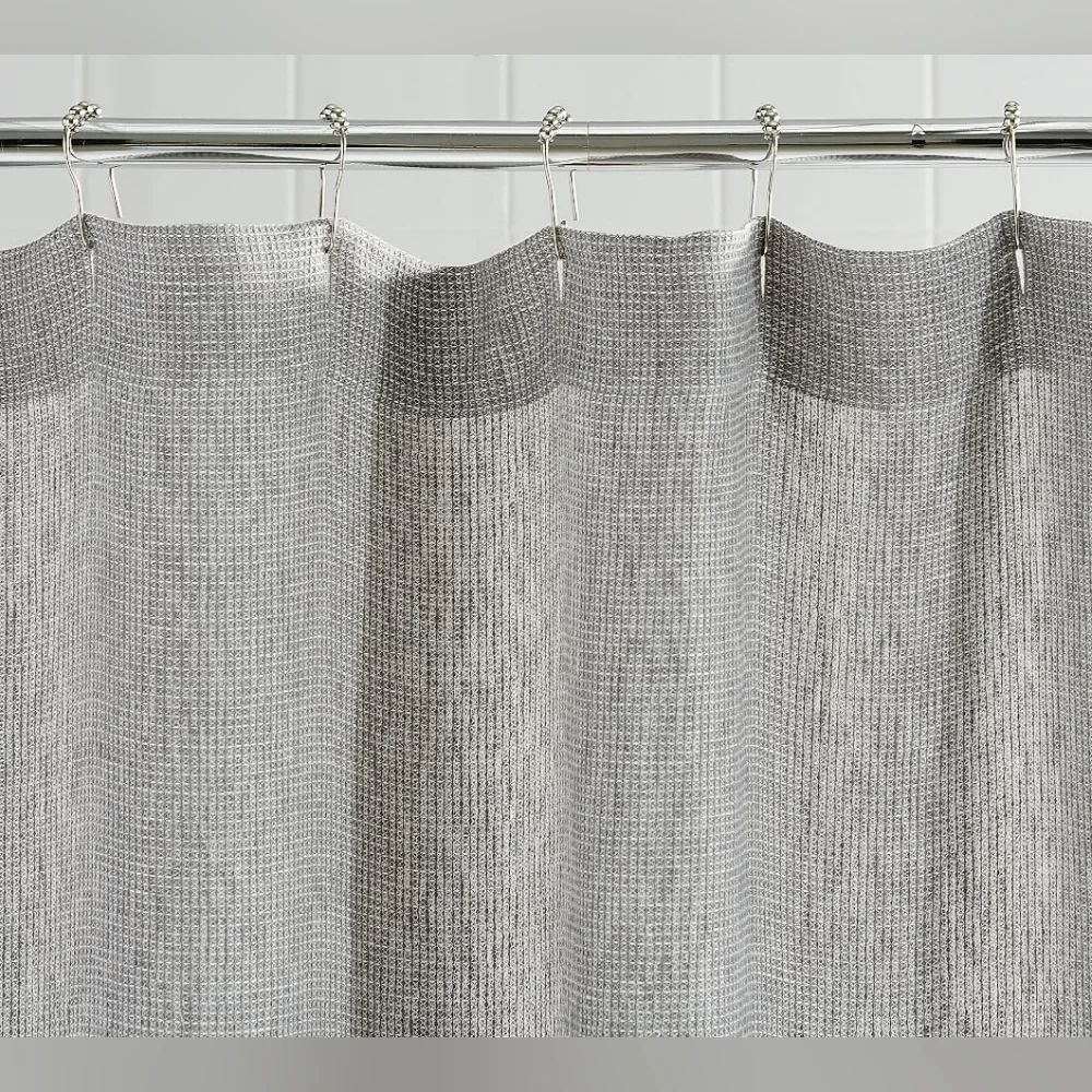 NWT Pottery Barn Gray European Flax Linen Waffle Shower Curtain Size 72